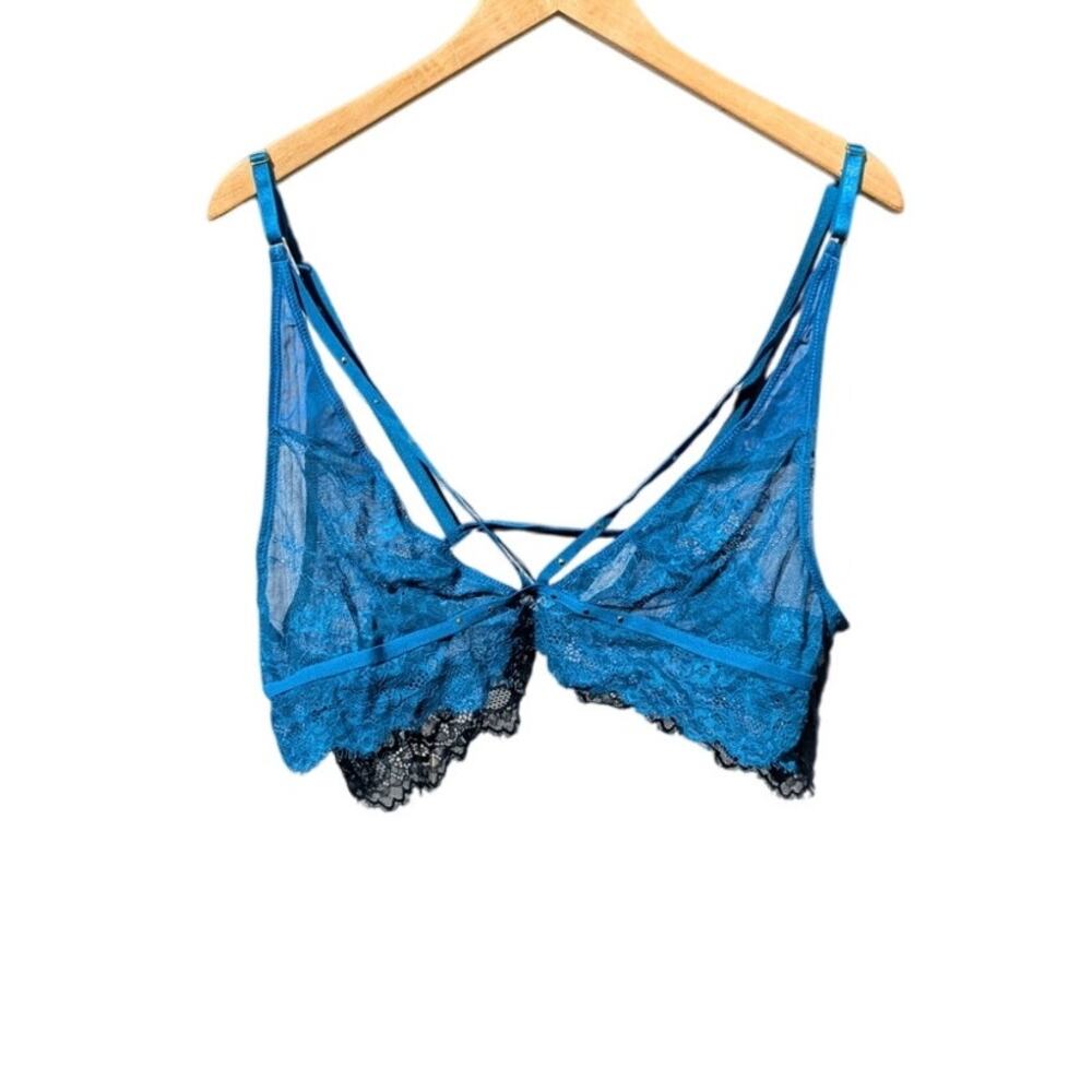 Glitter 2X Sheer blue lace bralett sext cute strappy fairy whimsygoth girly